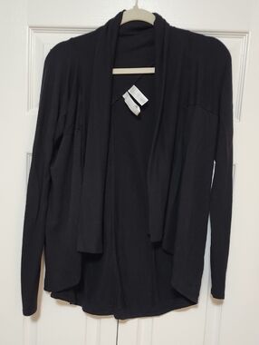 Athleta Black Open-Front Draped Cardigan Sweater Stretchy And Soft XS
